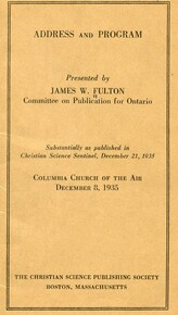 Address and program: Columbia "church of the air" December 8, 1935